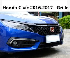 Honda civic fc5 uyumlu ön panjur ve far kaşları siyah si model 2016+