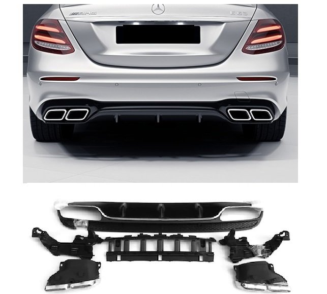 Mercedes w213 e63 arka tampon difüzör ve egzoz ucu seti amg 2016