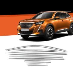 Peugeot 2008 cam çerçevesi kenar çıtası krom tamtur 2020+ 12 parça