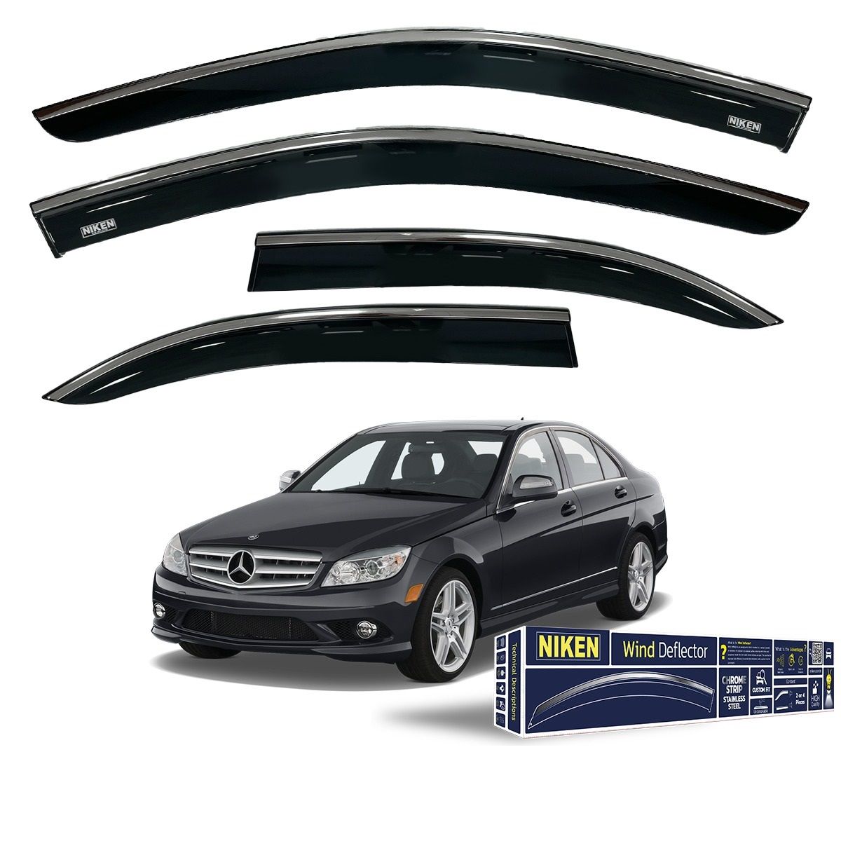 Mercedes w204 cam rüzgarlığı kromlu niken 2007 / 2012