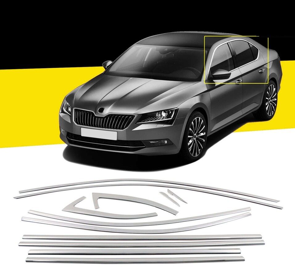 Skoda süper b b8 cam çerçevesi kenar çıtası krom tamtur 2015 / 2022+ 12 parça