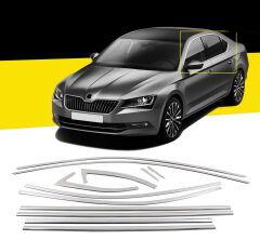 Skoda süper b b8 cam çerçevesi kenar çıtası krom tamtur 2015 / 2022+ 12 parça