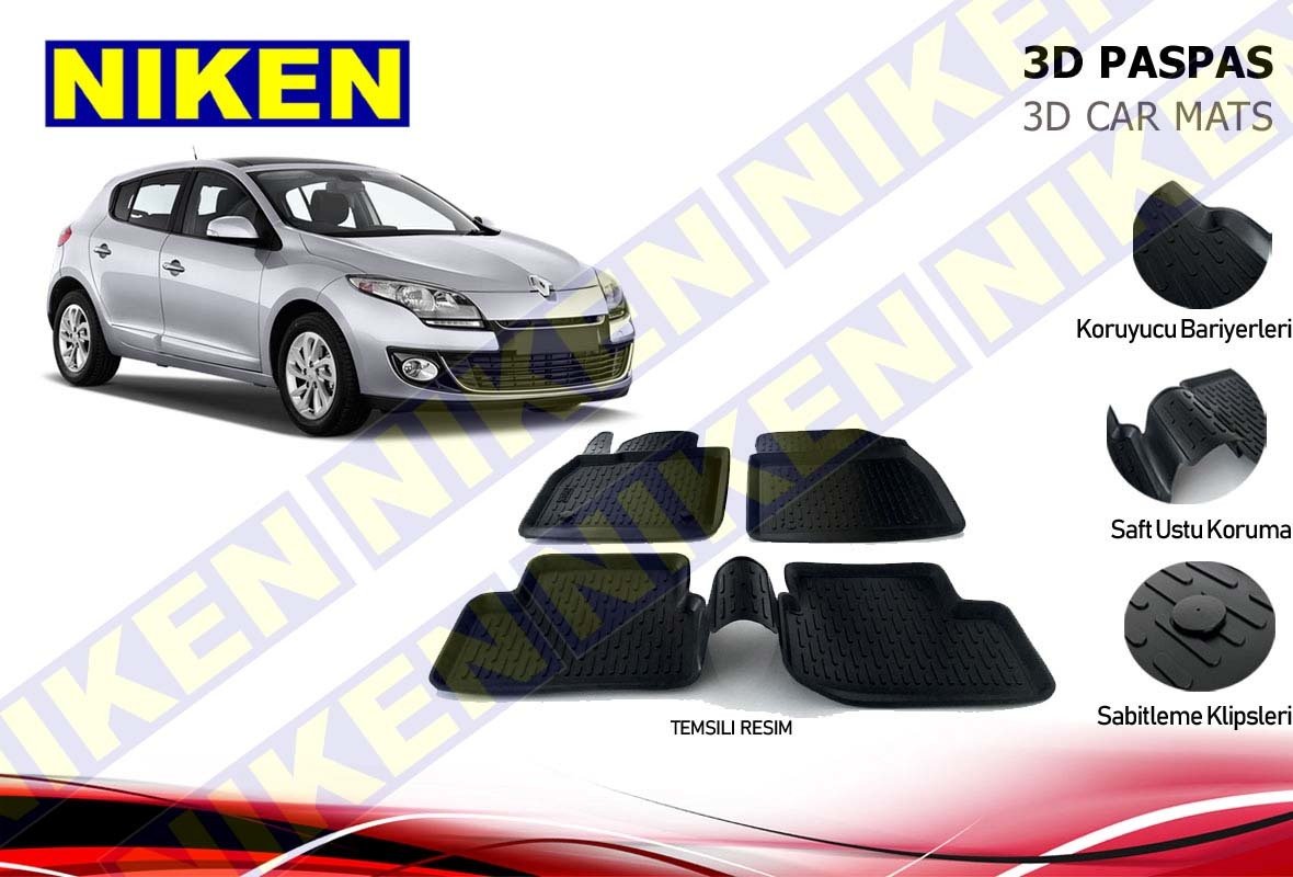Renault megane 3 3d havuzlu paspas 2009 / 2015 niken