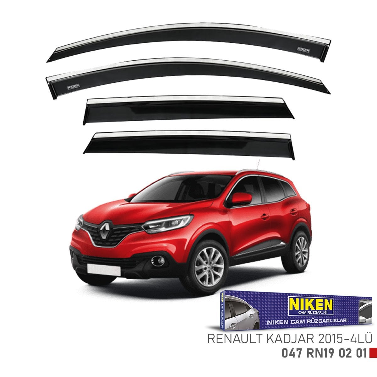 Renault kadjar cam rüzgarlığı kromlu 2015+ niken