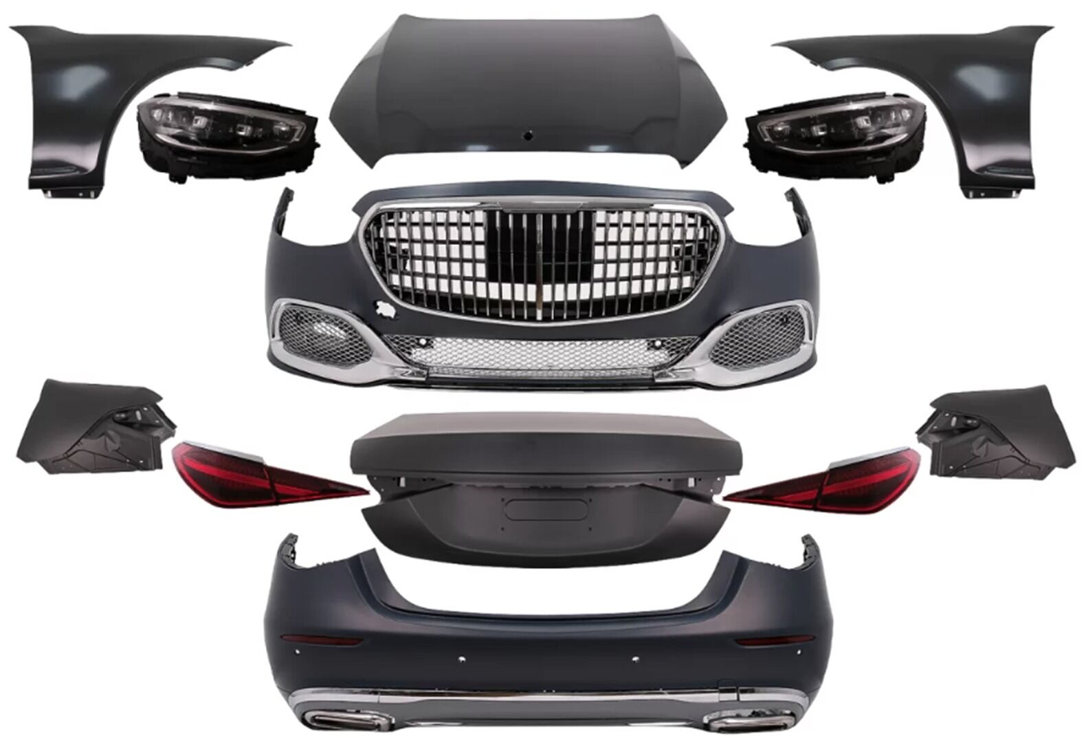 Mercedes w221 to w223 maybach dönüşüm body kit seti full facelift