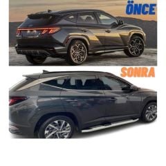 Hyundai tucson cam çerçevesi kenar çıtası krom tamtur 2021+ 10 parça