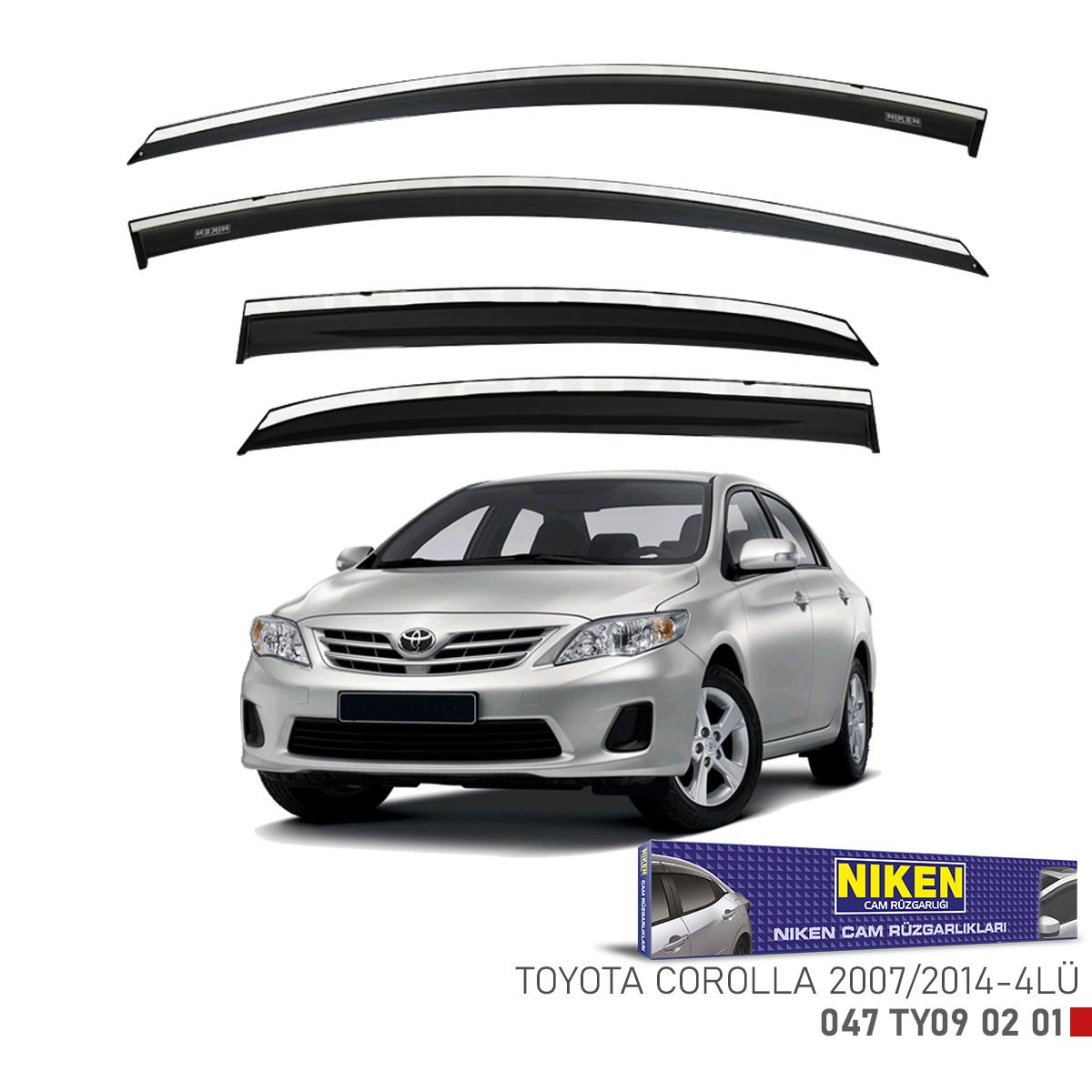 Toyota corolla cam rüzgarlığı kromlu 2007 / 2013 niken