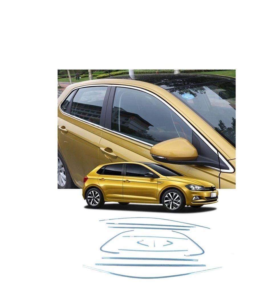 Vw polo aw cam çerçevesi kenar çıtası krom tamtur 2018+ 12 parça