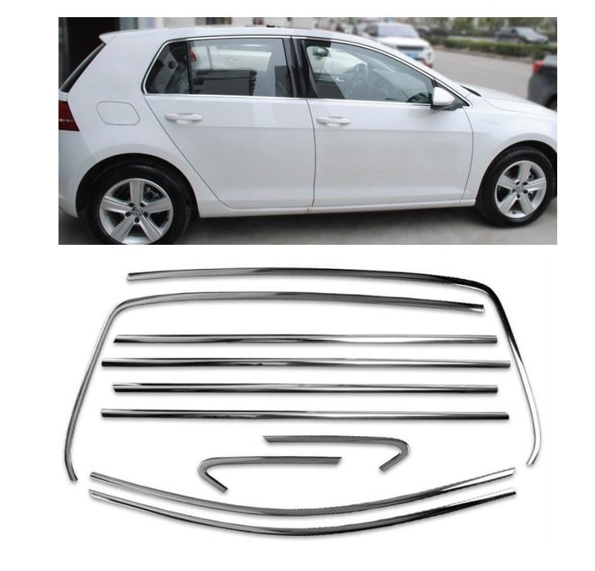 Vw golf 7 7,5 cam çerçevesi kenar çıtası krom tamtur 2013 / 2021 12 parça