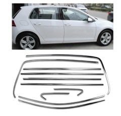 Vw golf 7 7,5 cam çerçevesi kenar çıtası krom tamtur 2013 / 2021 12 parça