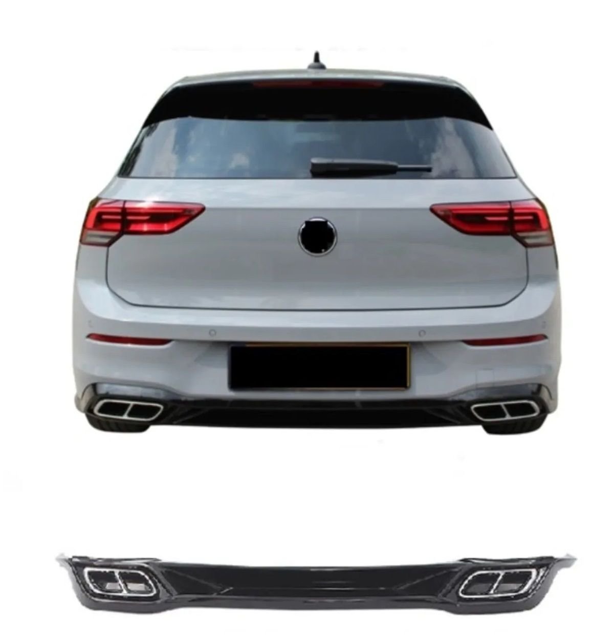 Vw golf 8 rline arka tampon difüzörü çift çıkış piano black 2021+