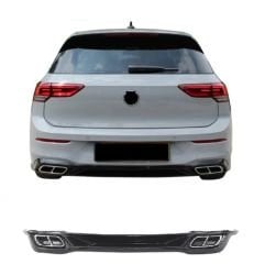 Vw golf 8 rline arka tampon difüzörü çift çıkış piano black 2021+