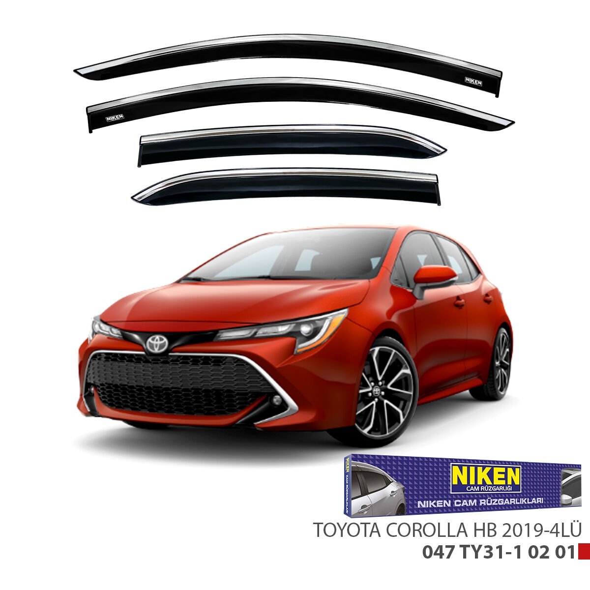 Toyota corolla hb cam rüzgarlığı kromlu 2019+ niken