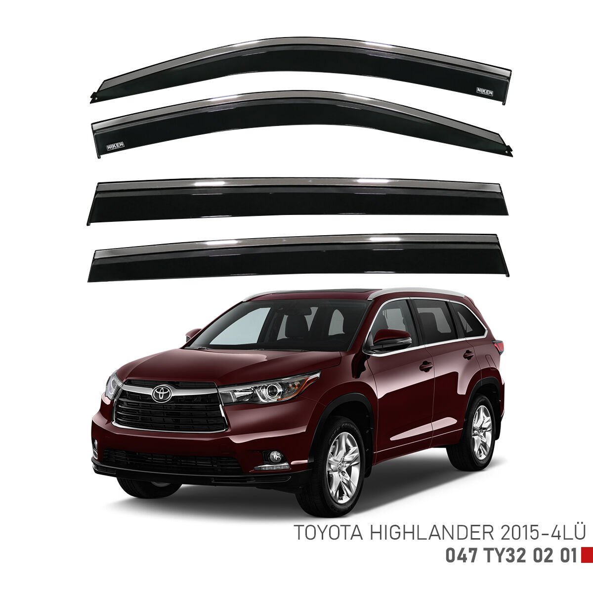 Toyota highlander cam rüzgarlığı kromlu niken 2015+