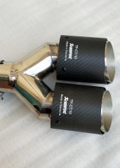 Akrapoviç egzoz ucu karbon çift çıkış açılı 2adet dual 100mm çarpraz
