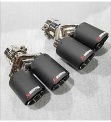 Akrapoviç egzoz ucu karbon çift çıkış açılı 2adet dual 100mm çarpraz