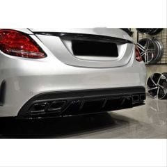 Mercedes w205 c63 amg difüzör ve siyah egzoz seti