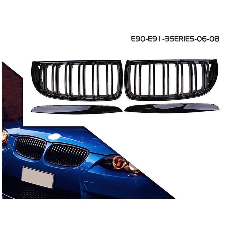 Bmw e90 m3 ön böbrek panjur piano black 2006 - 2009 çift tırnak