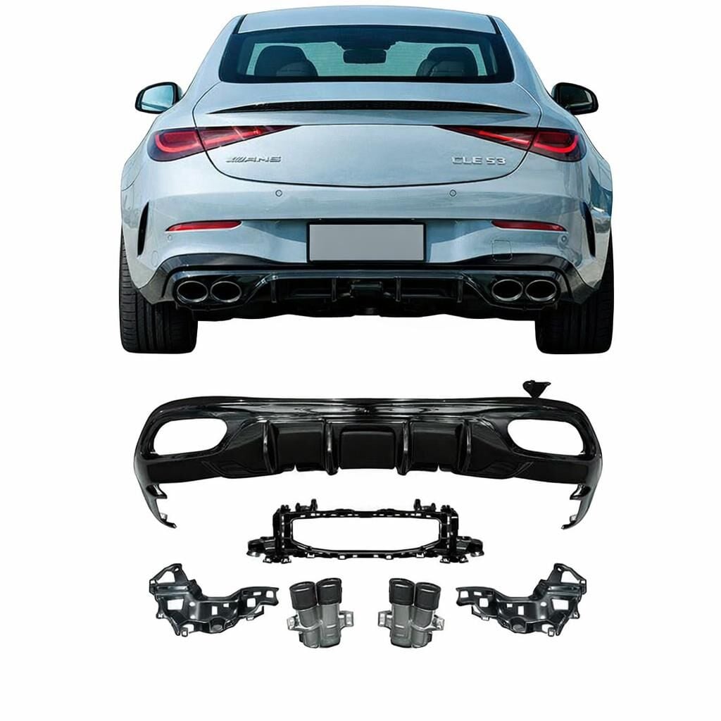 Mercedes c296 cle53 amg arka tampon difüzör ve egzoz ucu 2021