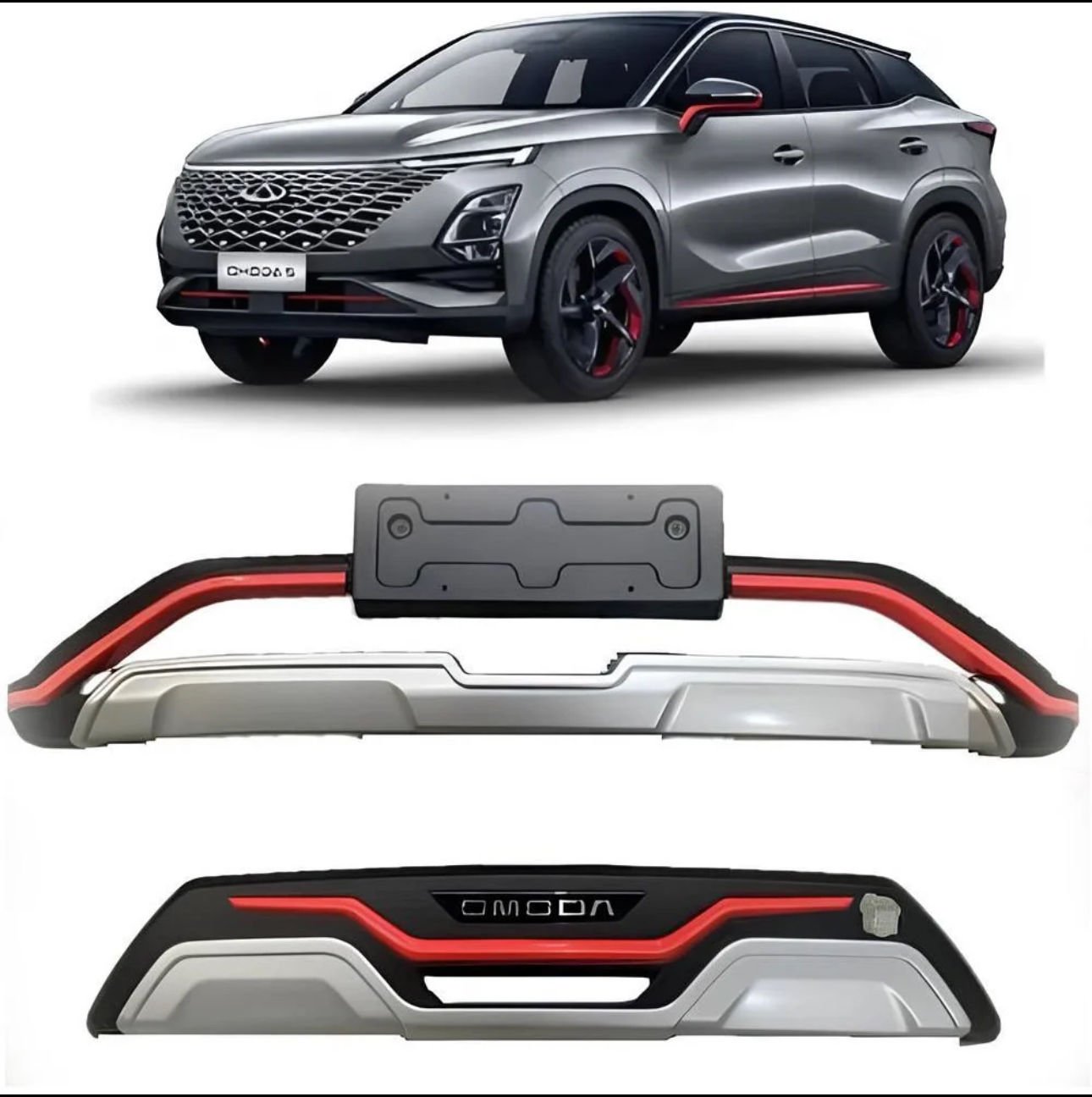 Chery omoda 5 ön ve arka tampon koruma difüzör plastik kırmızı detaylı 2022+