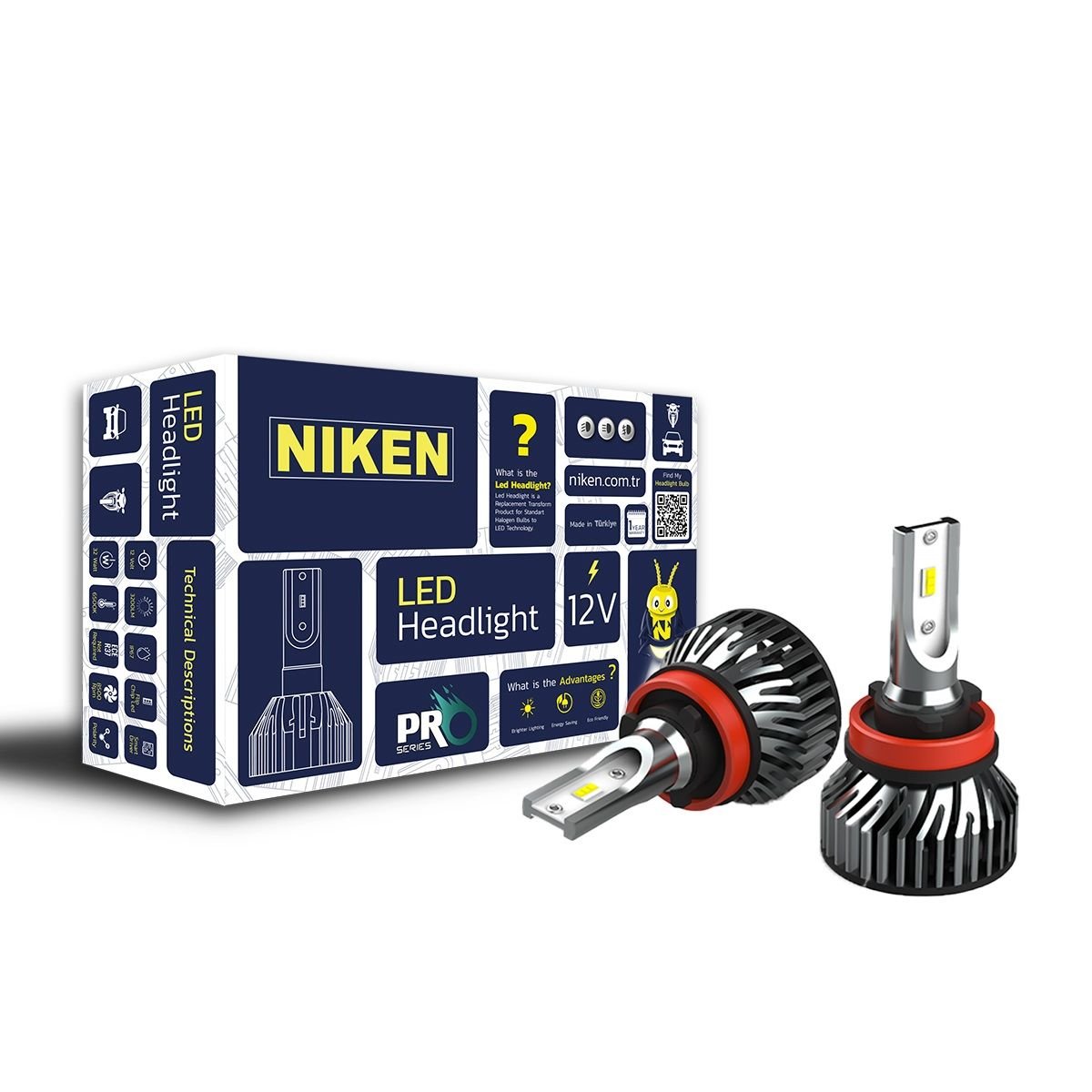 H9 led xenon far aydınlatma seti şimşek etkili niken pro 6400lm