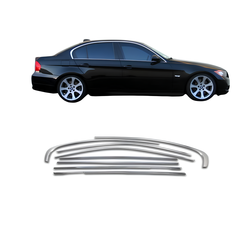 Bmw E90 cam çerçevesi kenar çıtası krom tamtur 8 parça 2005 / 2012