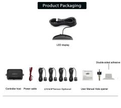 Araç geri park sensörü led ekran ve ses ikazlı beyaz 18mm aem