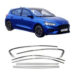 Ford focus 4 hb cam çerçevesi kenar çıtası krom tamtur 2019+ 8 parça