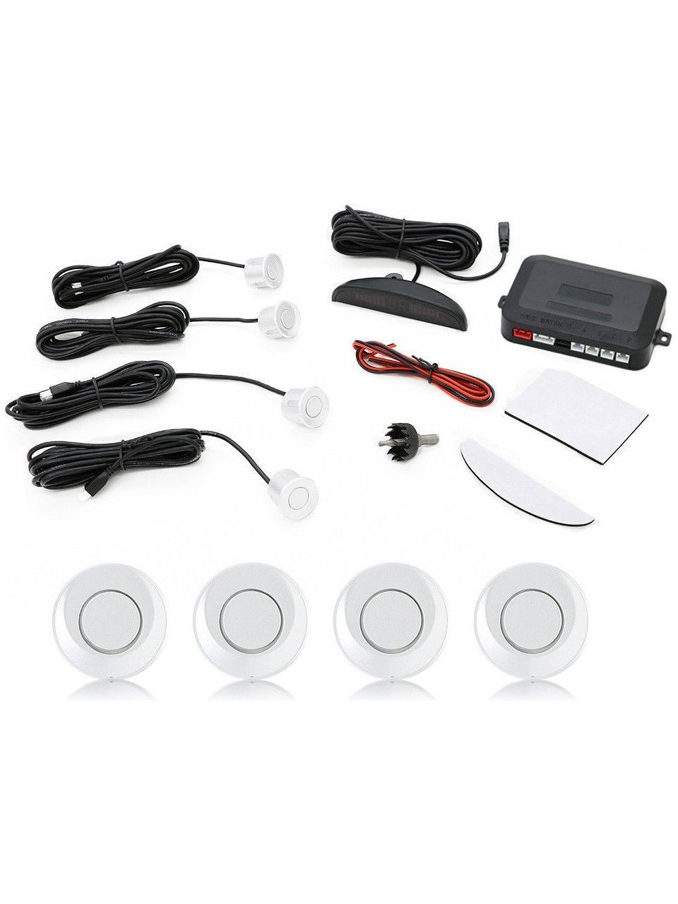 Araç geri park sensörü türkçe ses ikazlı beyaz göz 18mm aem