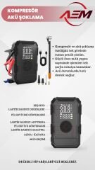 Akü Şoklama Takviye Cihazı + Lastik Şişirme Kompresörü Taşınabilir 4+1  Jump Starter 8000mah