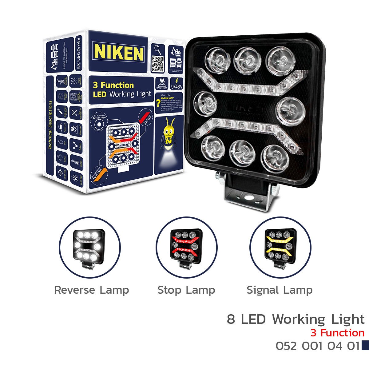 Çalışma lambası ledli pro kare 8 ledli 3 fonksiyonlu niken