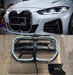 Bmw g22 g23 m4 cs ledli ön böbrek panjur pianoblack 2020+