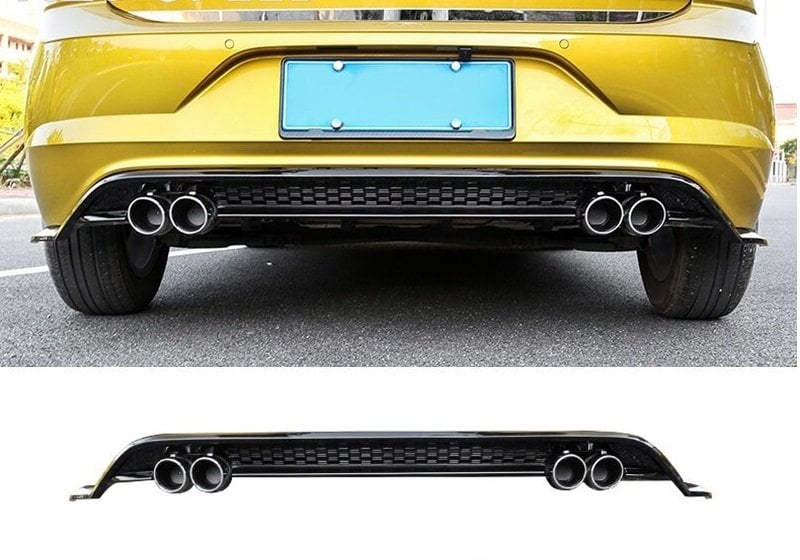 Vw polo aw1 arka tampon difüzörü 4 çıkış 2018+ parlak siyah