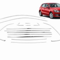 Vw polo 6r 6c cam çerçevesi kenar çıtası krom tamtur 2009 / 2018 16 parça