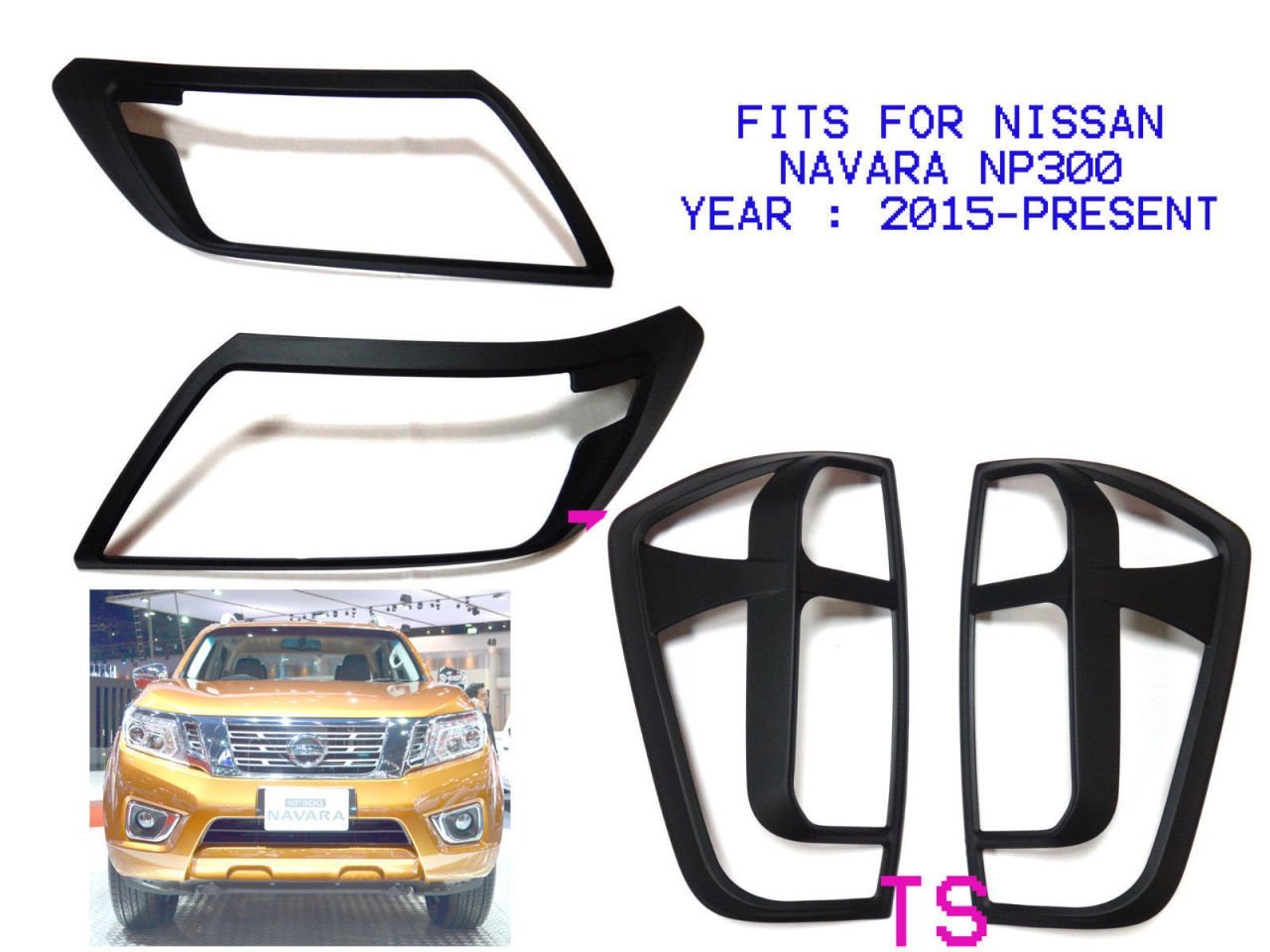 Nissan navara far ve stop çerçeve takımı siyah 2015+ np300