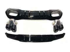 Mercedes w177 hb a45 difüzör ve egzoz ucu seti siyah 2019+