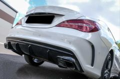 Mercedes w117 cla45 arka tampon difüzörü ve egzoz ucu seti siyah 2013 / 2015