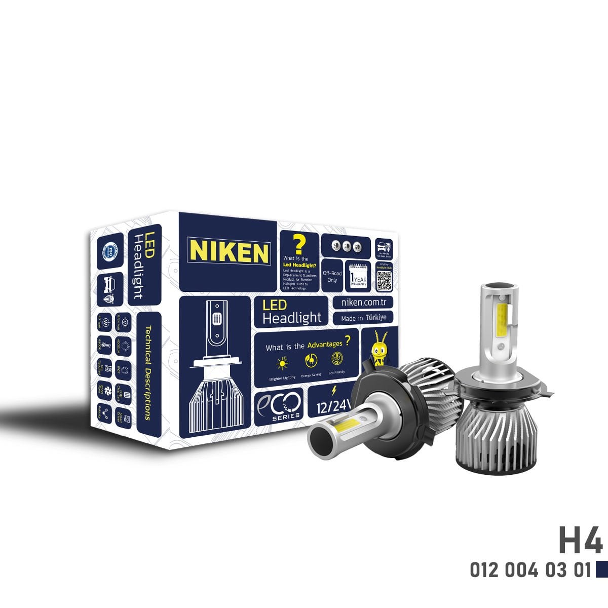 H4 led xenon far ampulü seti niken eco 8000lm