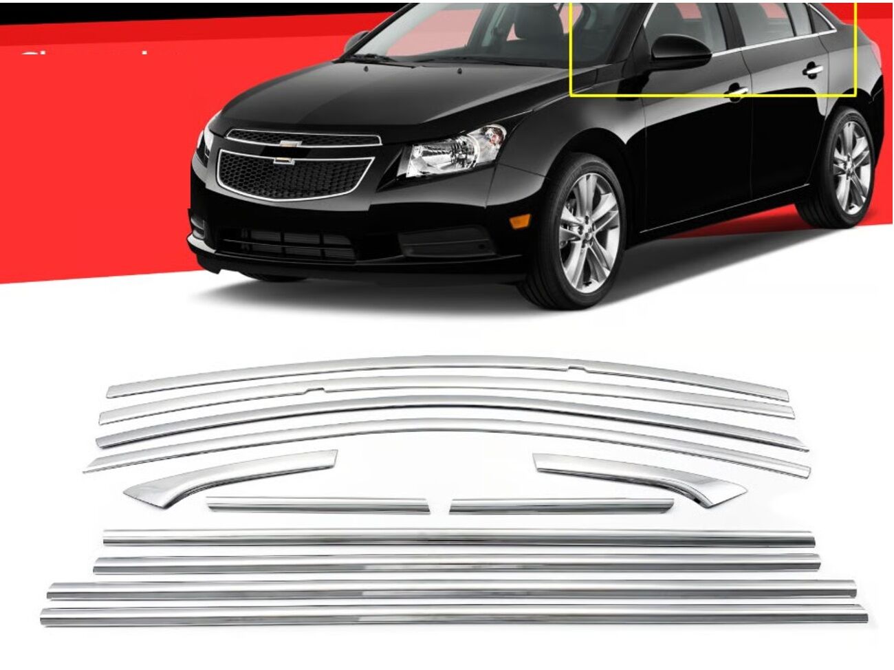 Chevrolet cruze cam çerçevesi kenar çıtası krom tamtur sedan 14 parça