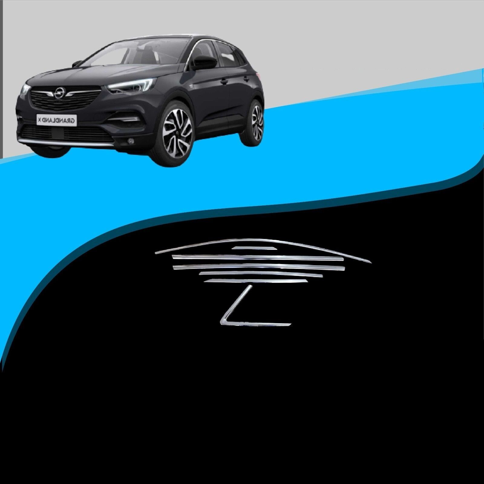 Opel grandland cam çerçevesi kenar çıtası krom tamtur 2017+ 14 parça