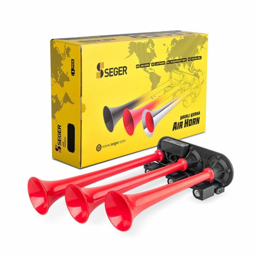 Seger 86em mehter korna 12volt kırmızı plastik borulu 8 farklı melodili