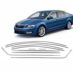 Skoda octavia a7 cam çerçevesi kenar çıtası krom tamtur 2013 / 2020 10 parça