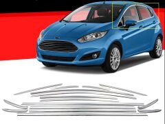 Ford fiesta cam çerçevesi kenar çıtası krom tamtur 2009 / 2017 16 parça