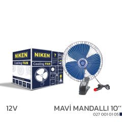 Araç içi vantilatör mavi mandallı 12volt 10 inç NİKEN