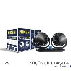 Araç içi vantilatör çift başlı küçük 12volt 4 inç NİKEN