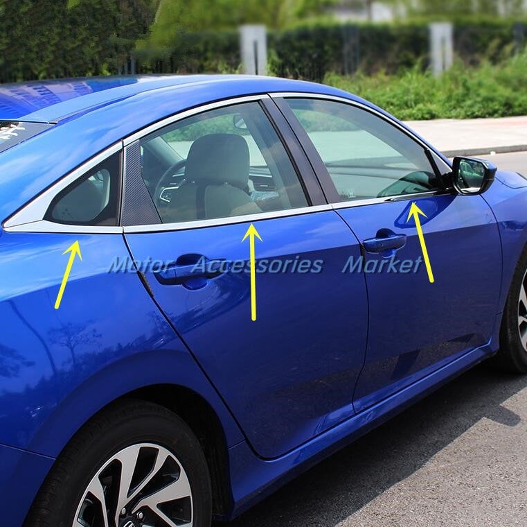 Honda civic fc5 cam kenar krom çerçevesi çıtası nikelajı 2016 / 2022