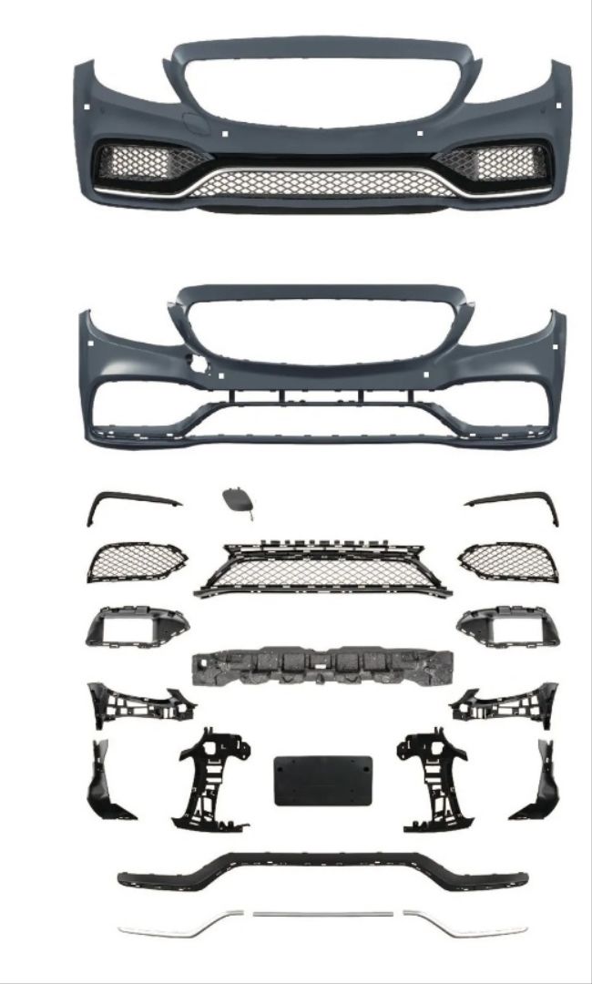 Mercedes w205 c63 ön tampon ve panjur seti silver trim 2013+