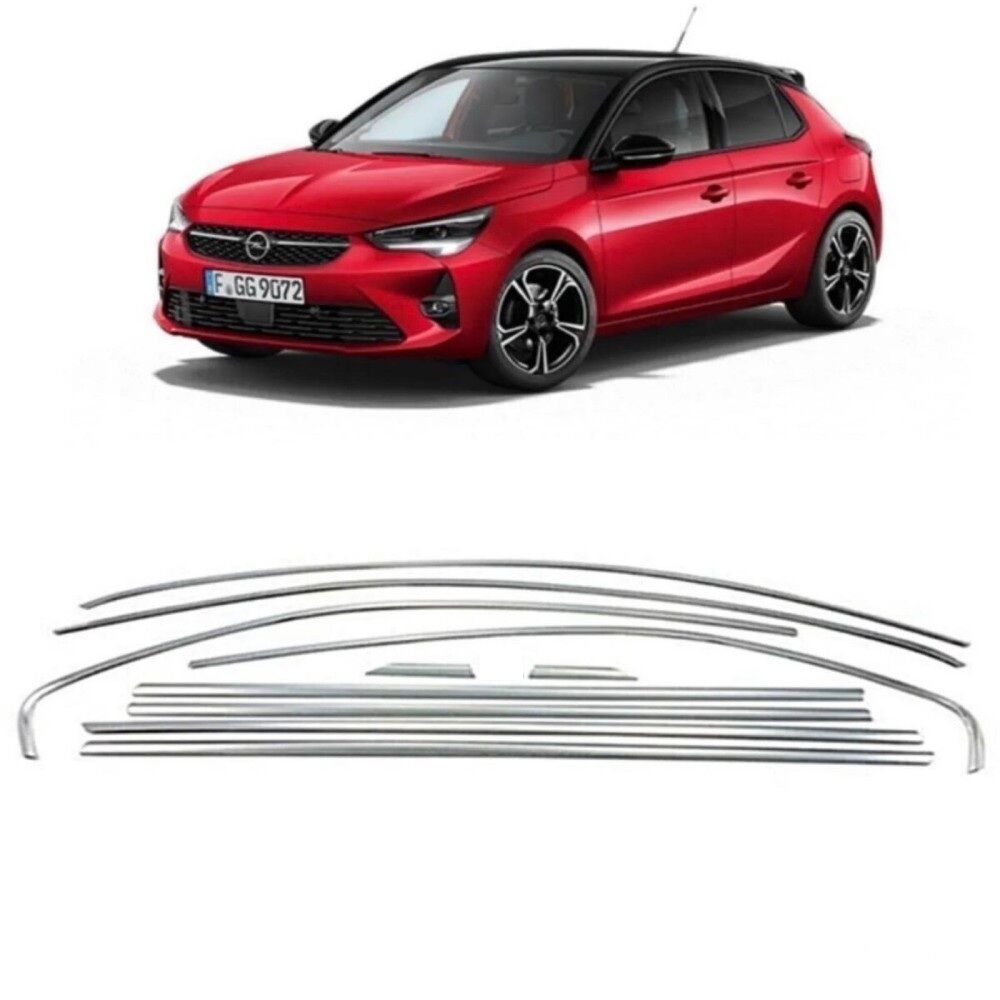 Opel corsa f cam çerçevesi kenar çıtası krom tamtur 2020+ 10 parça