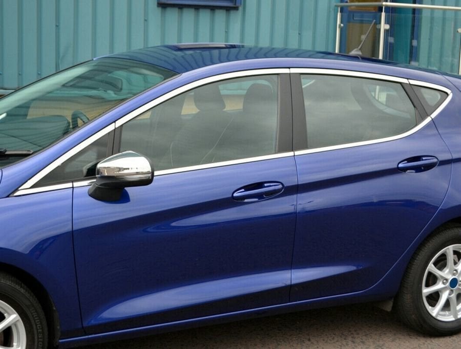 Ford fiesta cam çerçevesi kenar çıtası krom tamtur 2018+ 16 parça