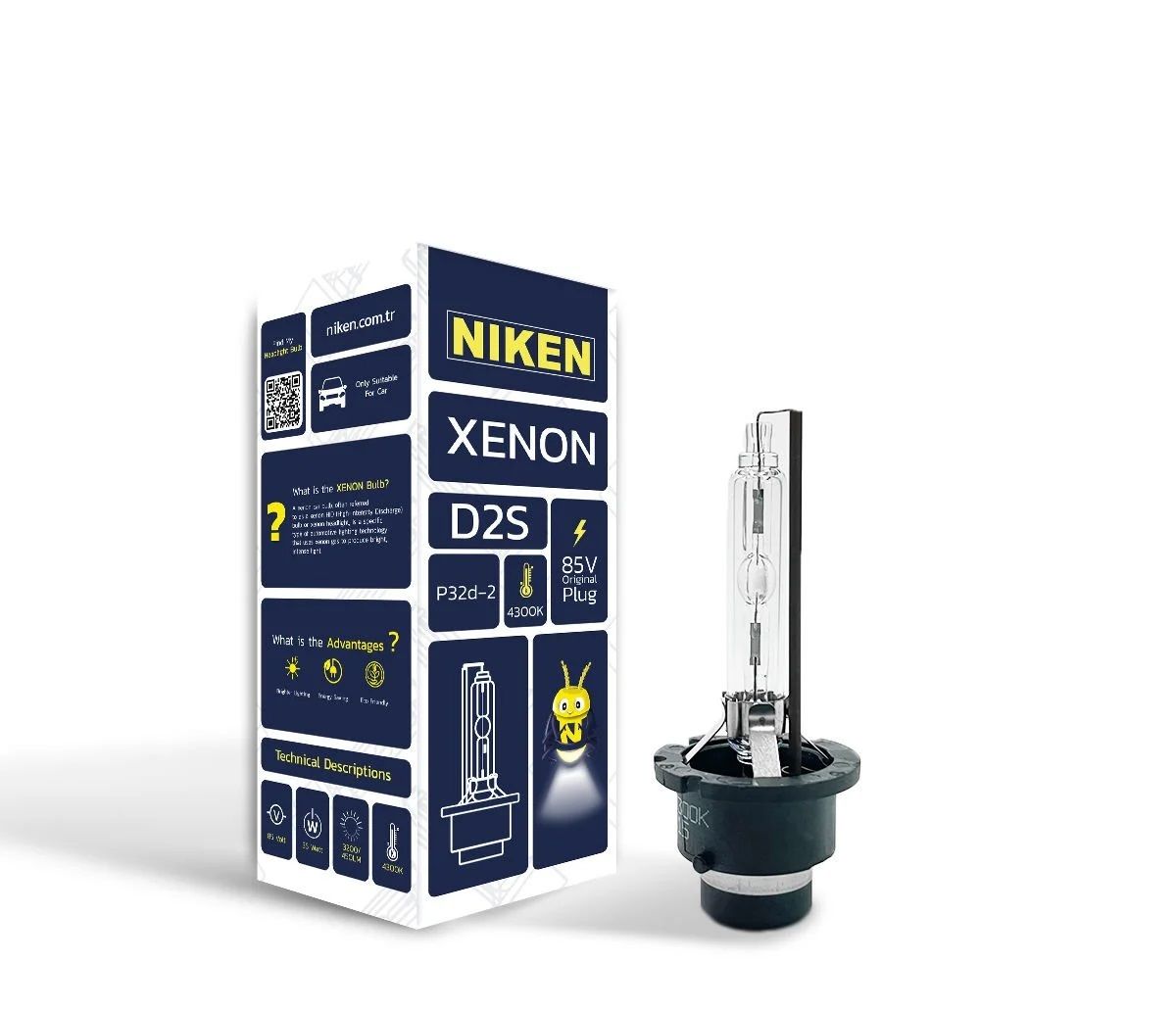 D2s xenon far ampulü 85V 35W P32d-2 4300K NİKEN
